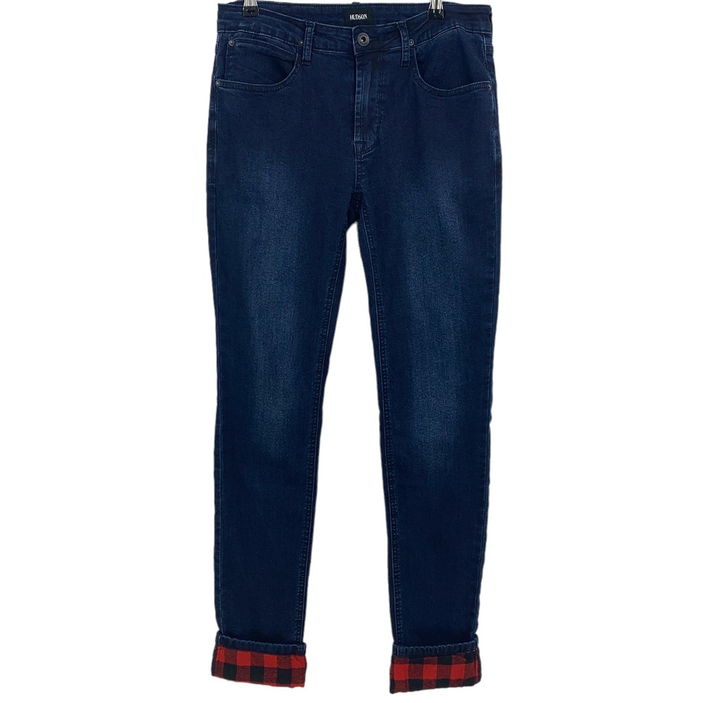 Hudson Boy's Buffalo Plaid Flannel Cuff Skinny Jeans Sz 18